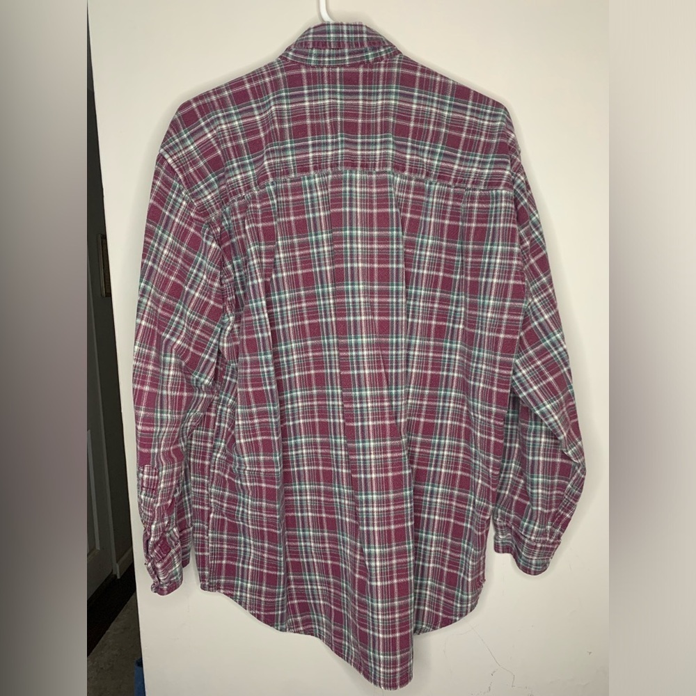 Vintage 80s comfy long sleeved flannel plaid thick button up down - Picture 4 of 4